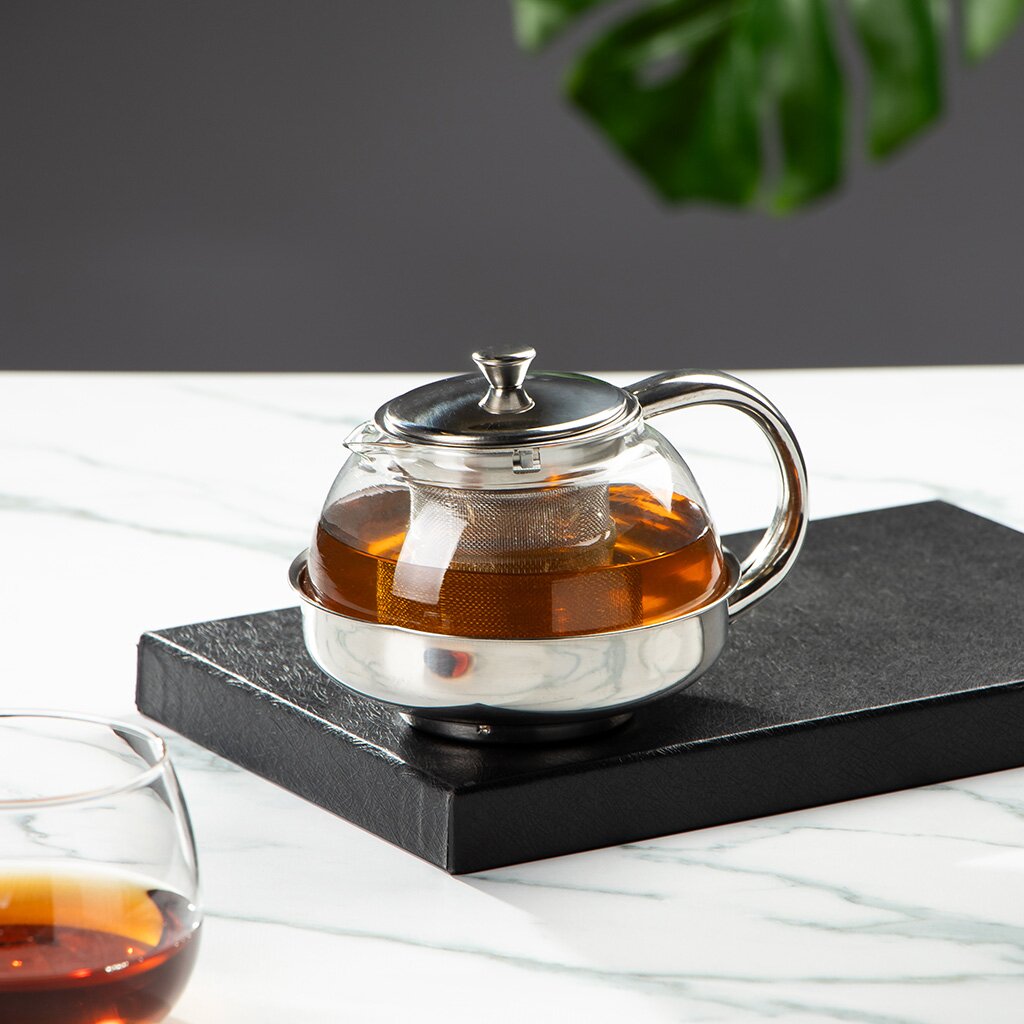 Чайник заварочный стекло, нержавеющая сталь, 0.6 л, Menta-600, 910110 заварочный чайник tavolone