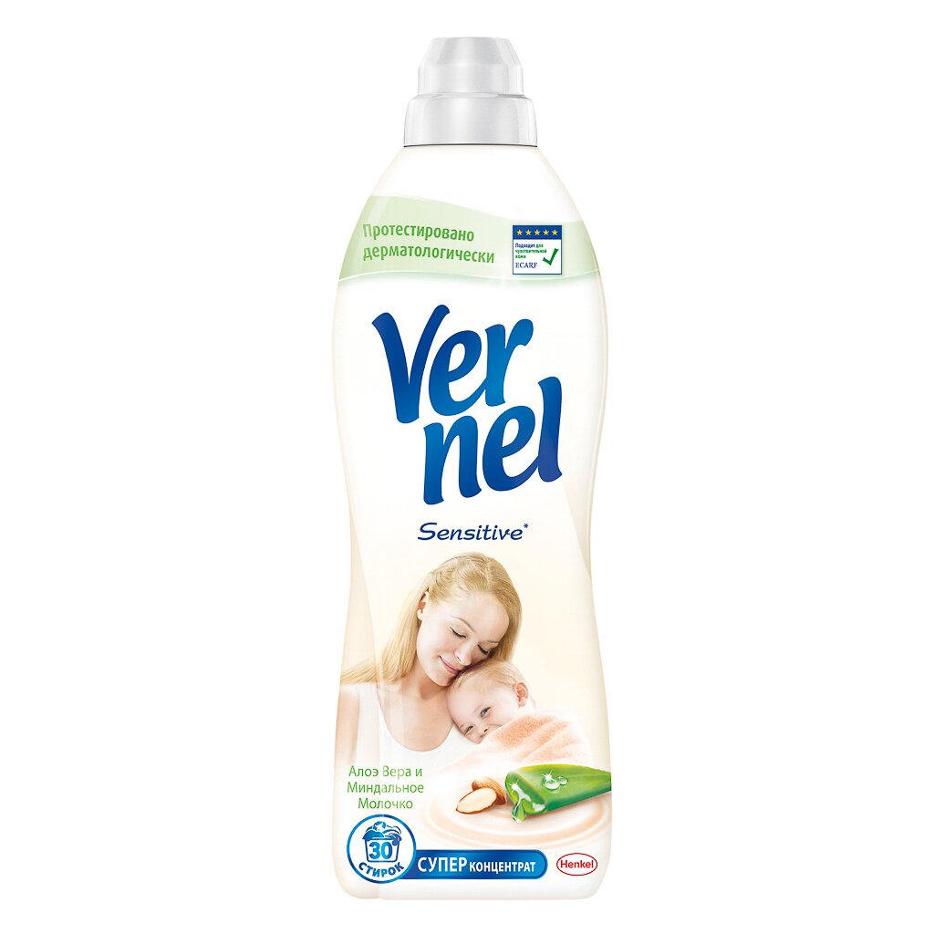 Кондиционер для белья Vernel, 0.91 л, Sensitive Алоэ вера и миндальное молочко