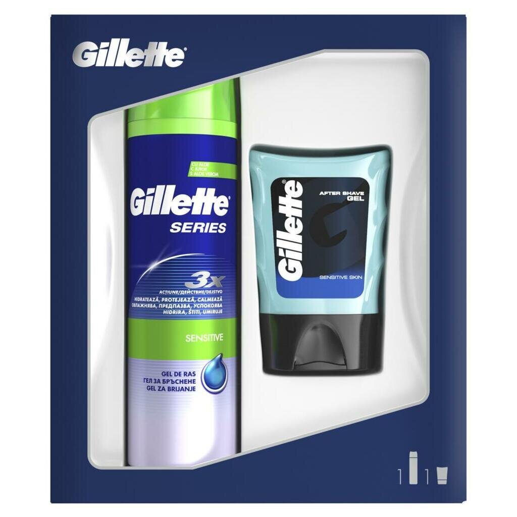 Подарочный набор Gillette Series Sensitive (гель для бритья 200 мл + гель после бритья 75 мл)