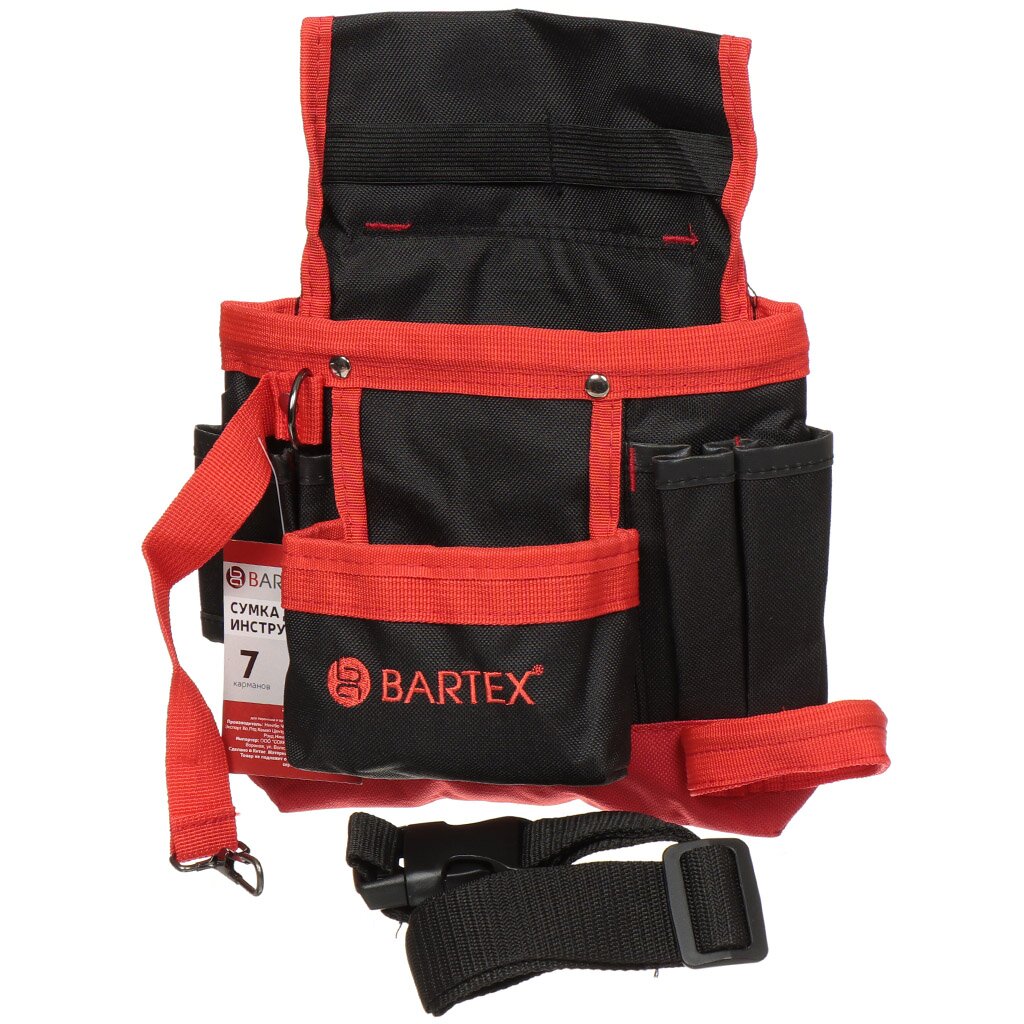 Сумка-пояс для инструментов, 21х19 см, текстиль, Bartex, пластиковый замок, 7 карманов сумка для инструментов cofra