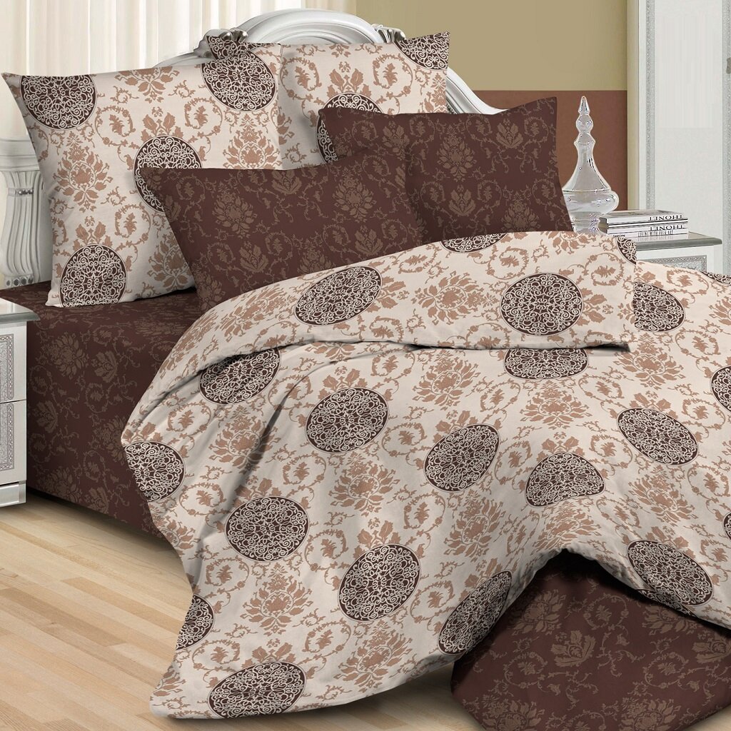 Постельное белье 1.5-спальное, простыня 150х215 см, 2 наволочки 70х70 см, пододеяльник 145х215 см, Guten Morgen, перкаль, 836