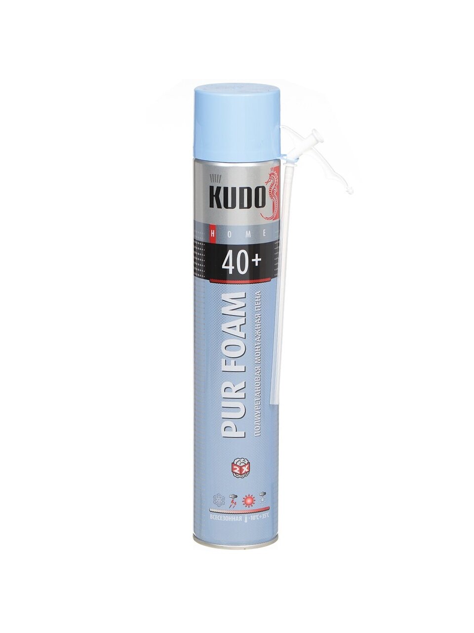 Пена монтажная KUDO, Home 40+, бытовая, 1 л, всесезонная, KUPH10U40+