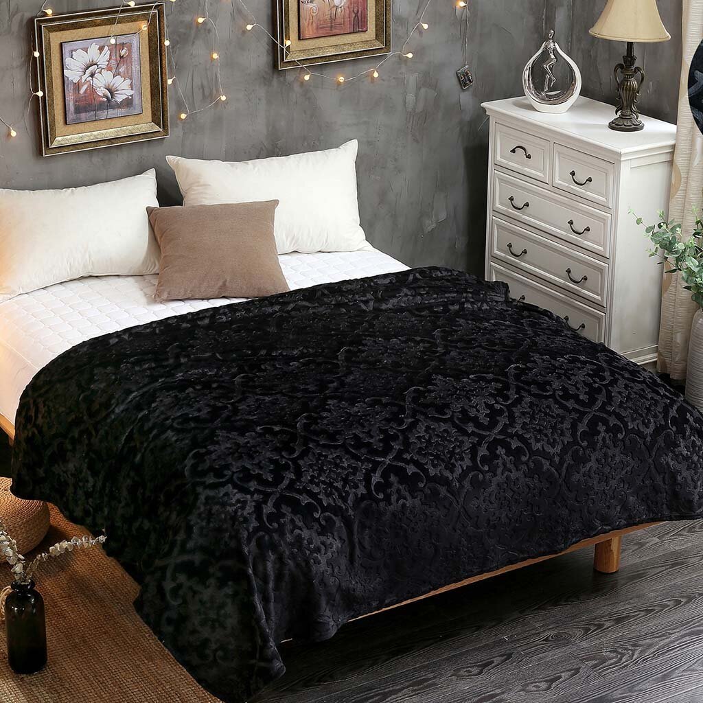 Плед Cleo двуспальный (180х200 см) велсофт Moreska 180/015-OPM, черный