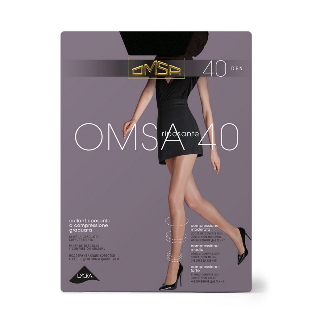 Колготки Omsa, New, 40 DEN, р. 4, nero/черные, с шортиками