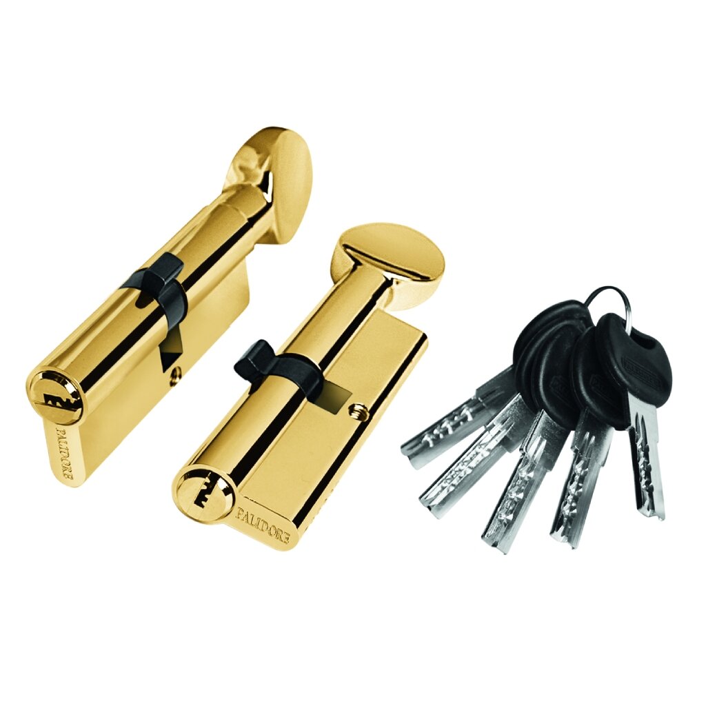 Личинка замка двери Palidore, 80PB, 98760926, 80 мм, ключ-завертка, золото