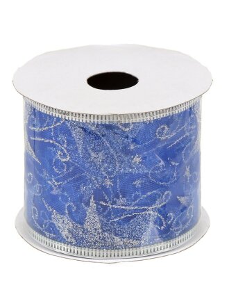 Лента декоративная полиэстер, 270х6.3 см, синий с серебром, Y4-4214