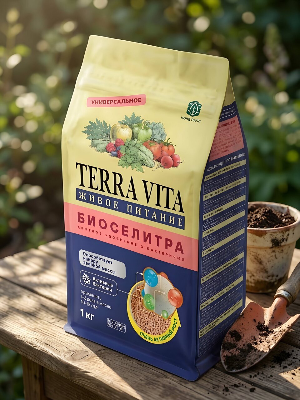 Удобрение Биоселитра, комплексное, пакет, минеральное, 1 кг, Terra Vita