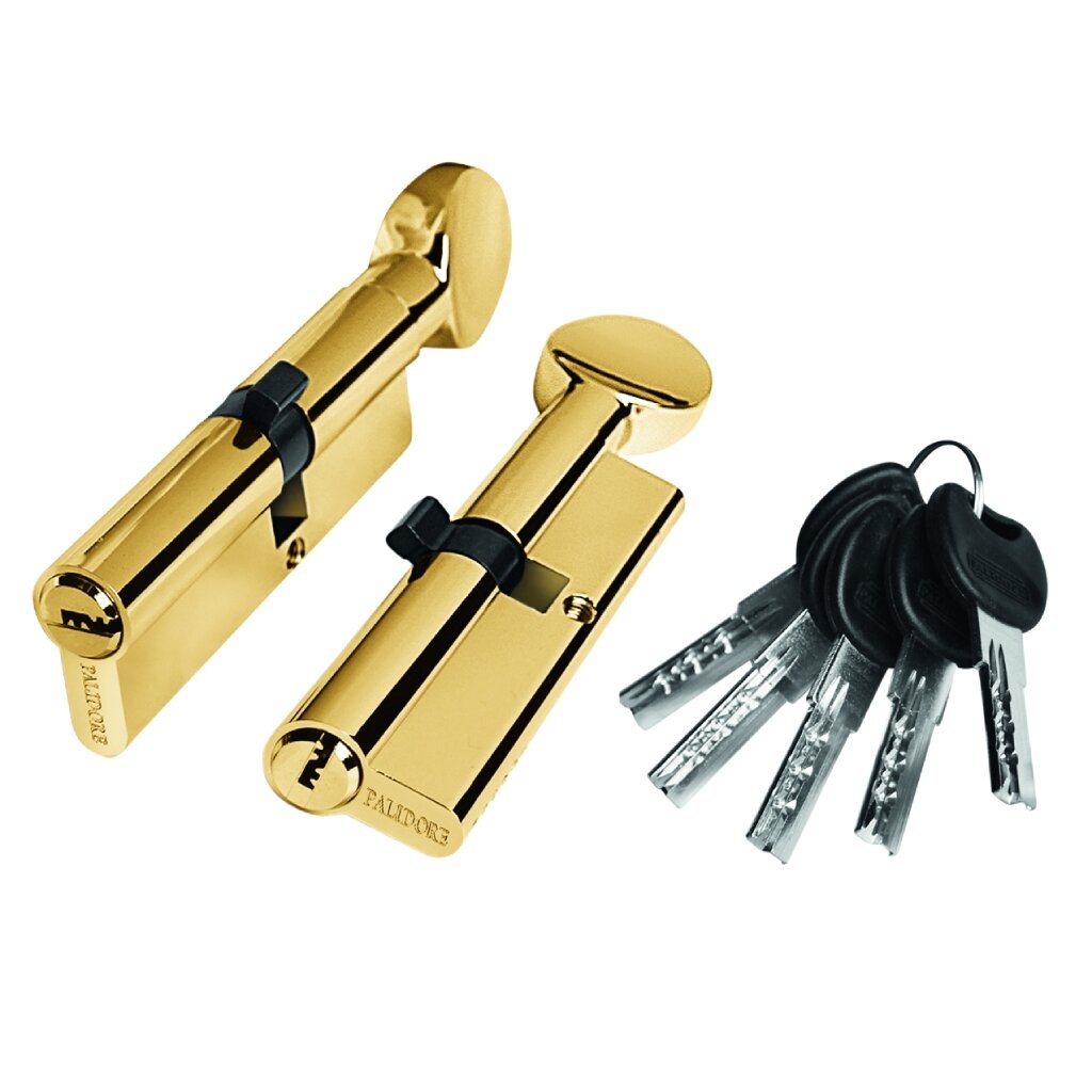 Личинка замка двери Palidore, 90(50/40С)PB, 98760932, 90 мм, ключ-завертка, золото