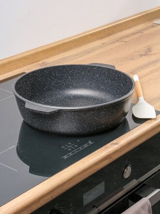 Жаровня алюминий, 30 см, 5 л, антипригарное покрытие, Нева Металл Посуда, Гранит, 6550БК