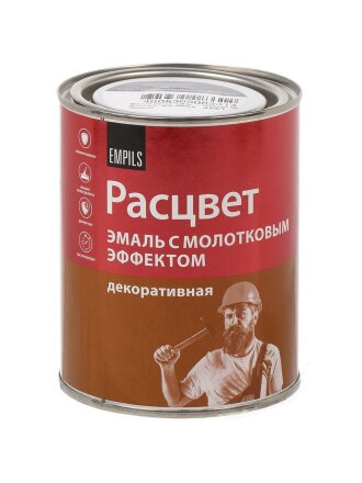 Эмаль Расцвет, с молотковым эффектом, алкидно-стирольная, глянцевая, черная, 0.8 кг