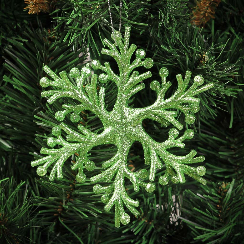Елочное украшение Снежинка, зеленое, 14.5х14.5 см, SYYKLB-182261