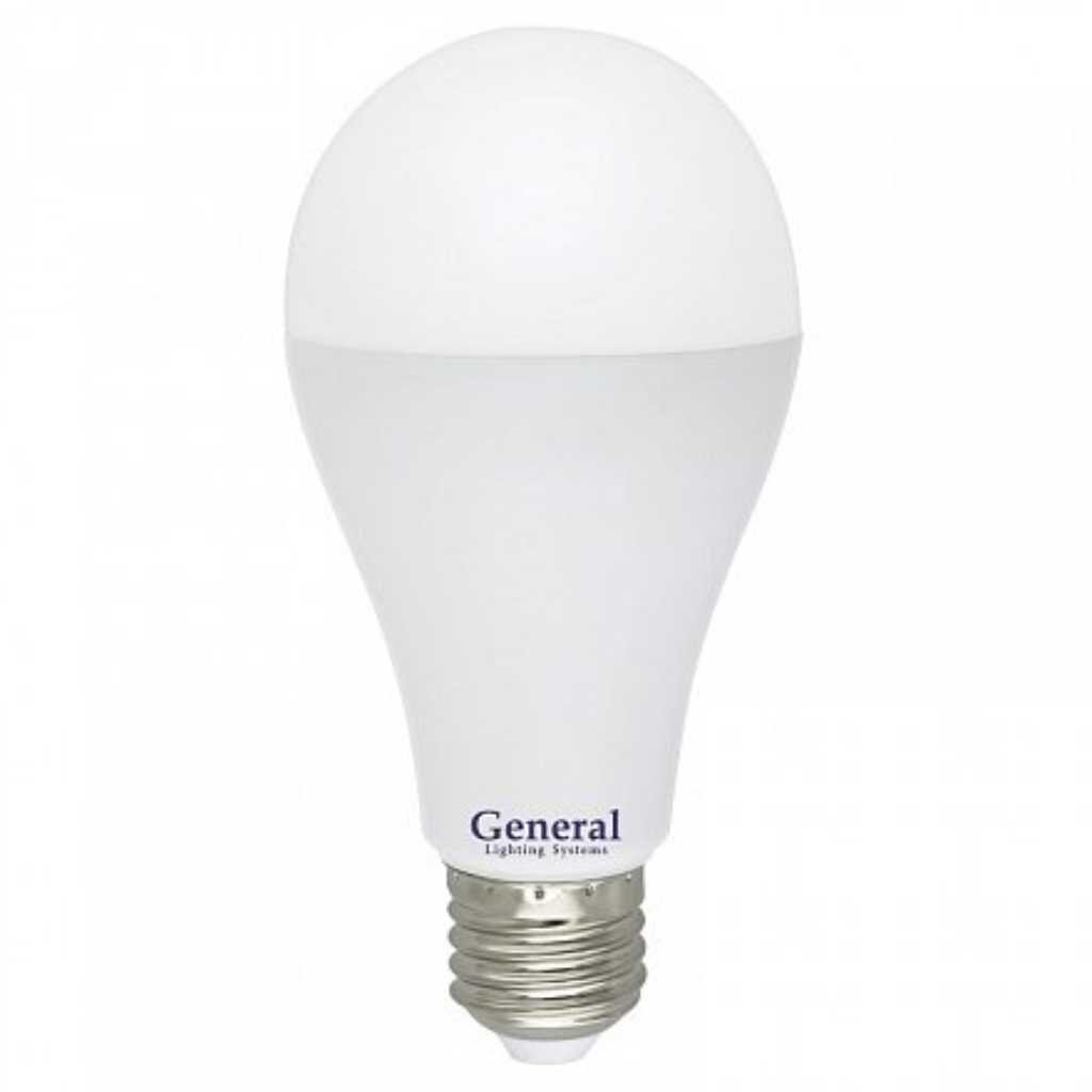 Лампа светодиодная E27, 25 Вт, 230 В, груша, 6500 К, свет холодный белый, General Lighting Systems, GLDEN-WA67 лампа светодиодная gx53 17 вт 170 вт 230 в 6500 к свет холодный белый hitt hitt pl gx53