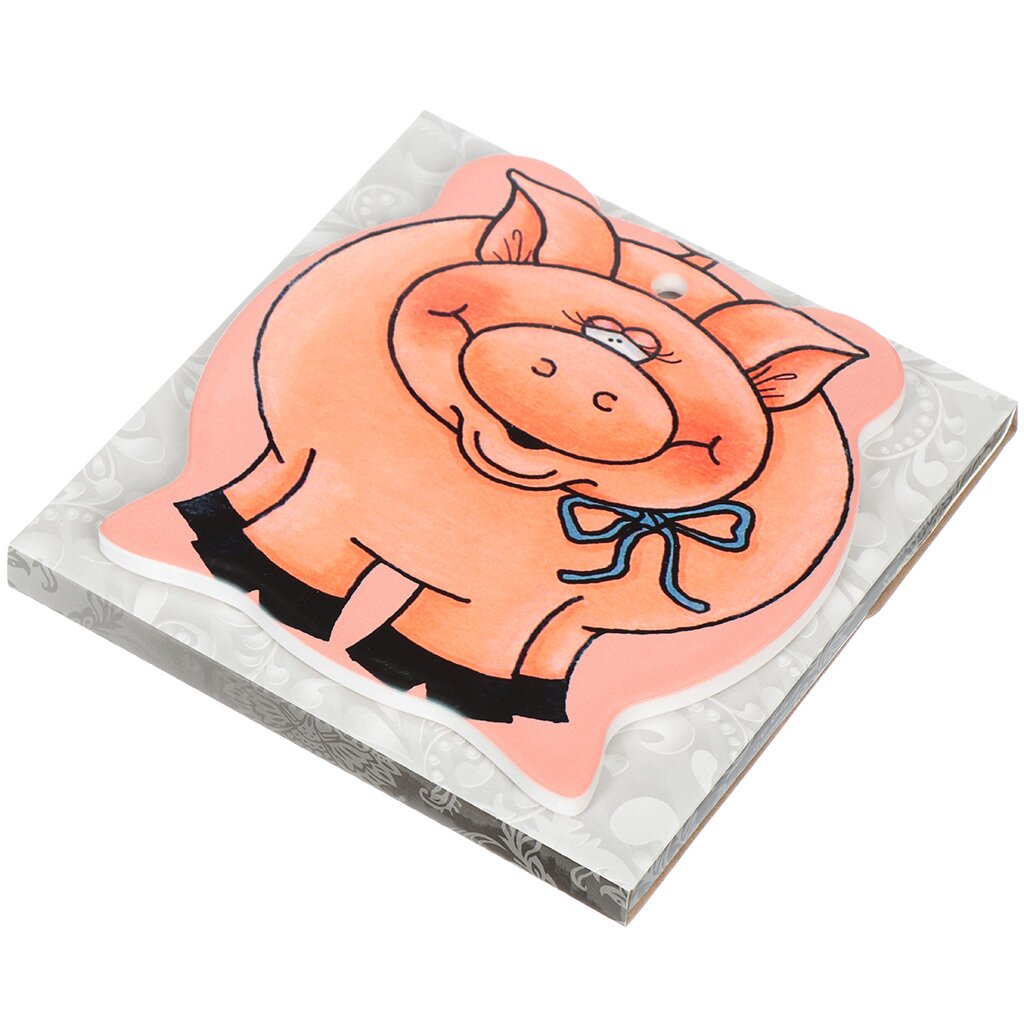 Подставка под горячее, керамика, 16х16 см, Символ года Довольная свинка, GC-91