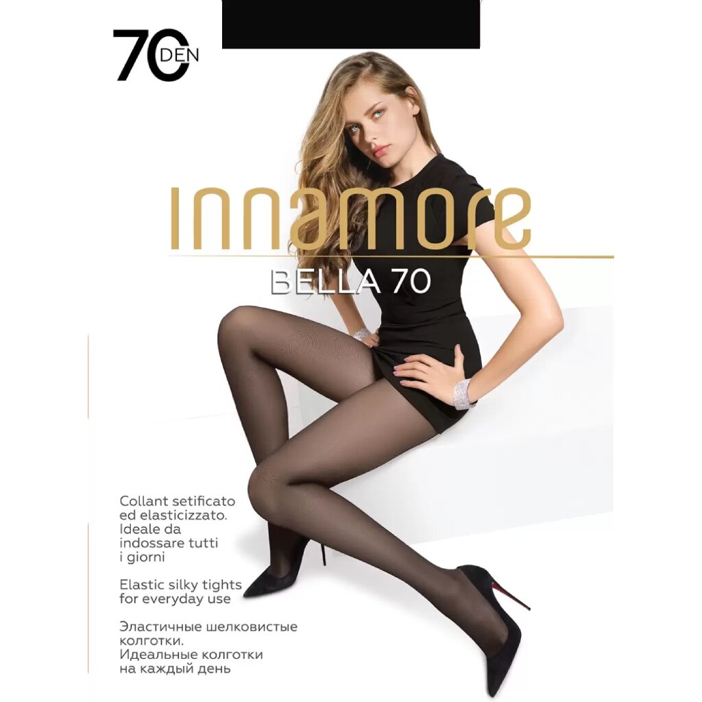 Колготки Innamore, Bella, 70 DEN, р. 3, nero/черные, с шортиками и прозрачным мыском