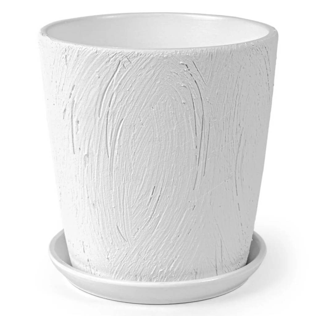 Кашпо керамика, 0.9 л, 12х12 см, конус, белое, Короед №2, 004043