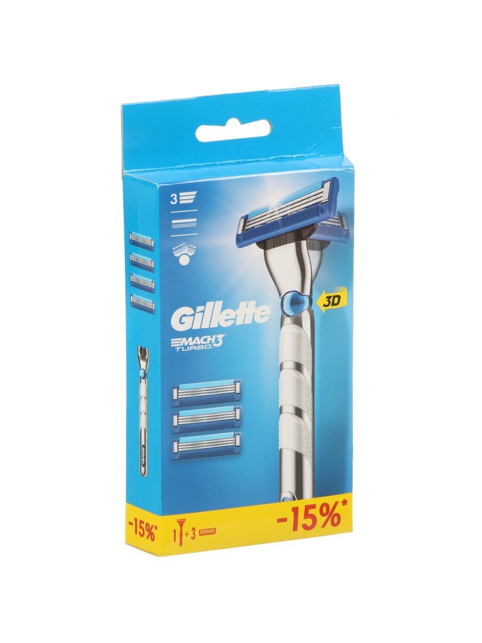 Станок для бритья Gillette, Mach3 Turbo, для мужчин, 3 лезвия, 3 сменные кассеты