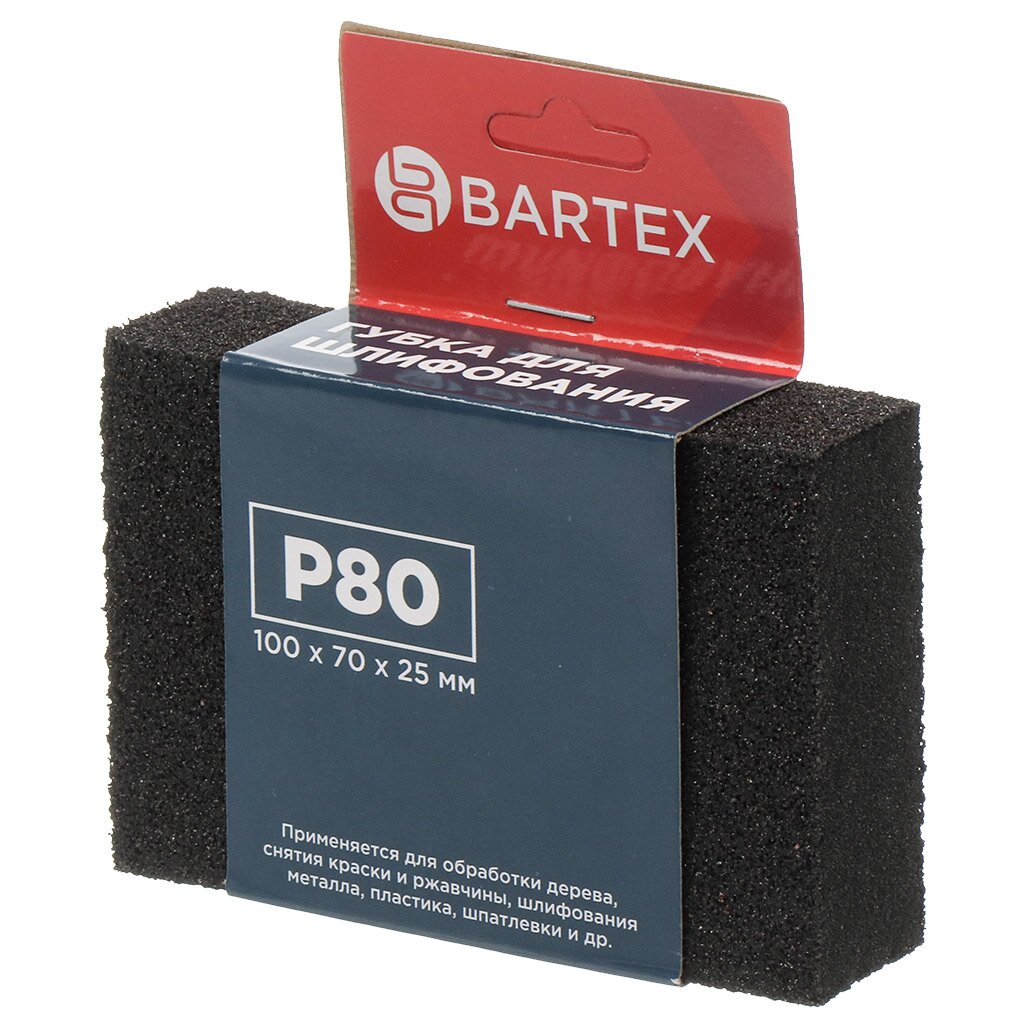 Шлифовальная губка зернистость P80, мягкая, Bartex шлифовальная губка зернистость p80 мягкая bartex