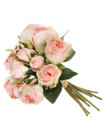 Цветок декоративный Роза, букет из 11 роз, 30 см, розовый, Y4-5509