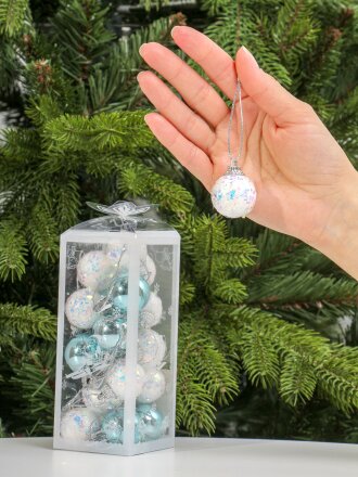 Набор шаров 20 шт, белый, голубой, 3 см, Y4-8462