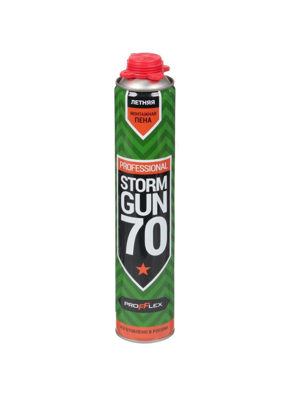 Пена монтажная Profflex, Storm Gun, профессиональная, 70 л, 850 мл, 1040 г, летняя, 00362