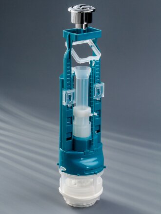 Клапан для бачка унитаза пластик, двухрежимный, кнопочный, гальваника, сливной, Инкоэр, СБ2-ХХ Р