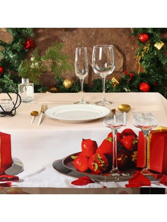 Скатерть 145х180 см, 100% хлопок, Праздничный стол Новогодний домашний уют, AI-1504042