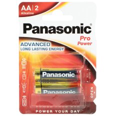 Батарейка Panasonic, АА (LR06, LR6), Pro Power, алкалиновая, 1.5 В, блистер, 2 шт, 7448