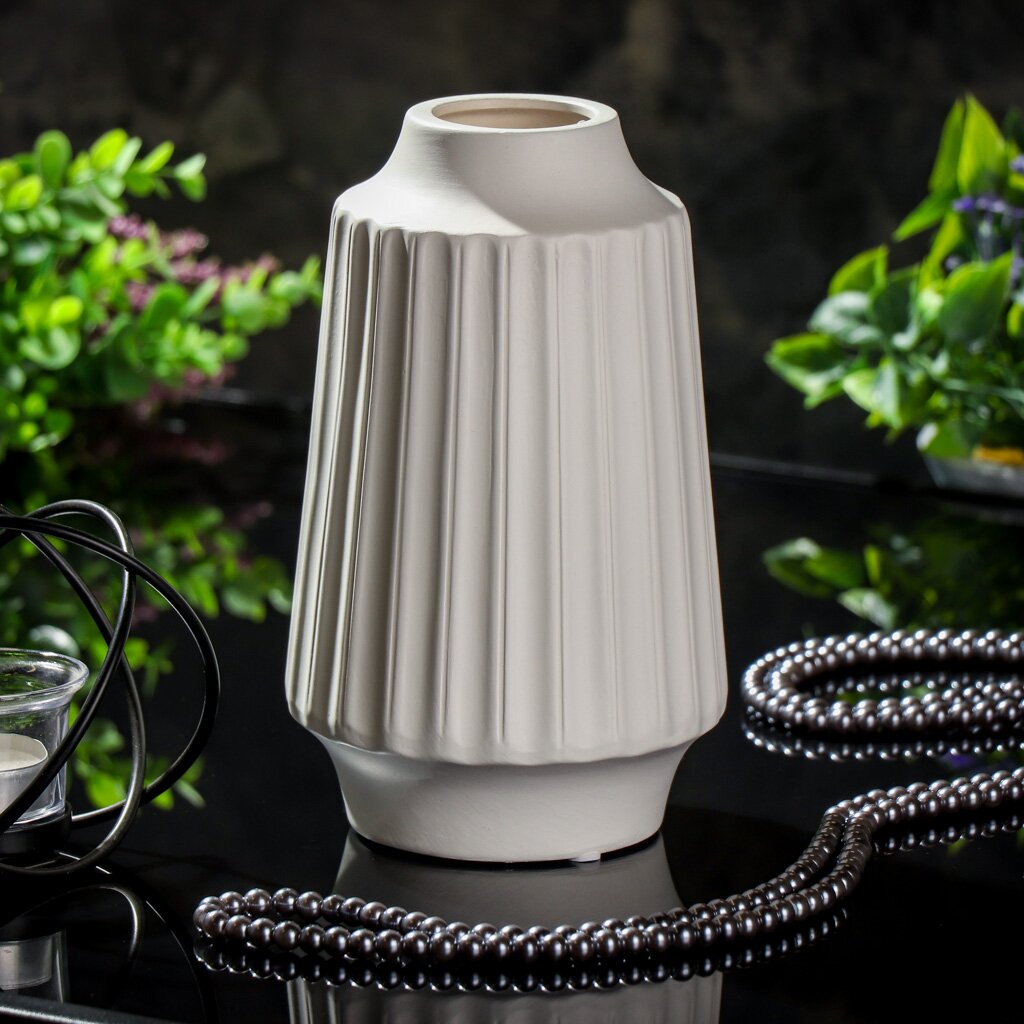 Ваза для сухоцветов керамика, настольная, 20.5 см, Оттава, Y4-6554, белая ваза для сухо ов керамика настольная 25 см y6 2014 белая