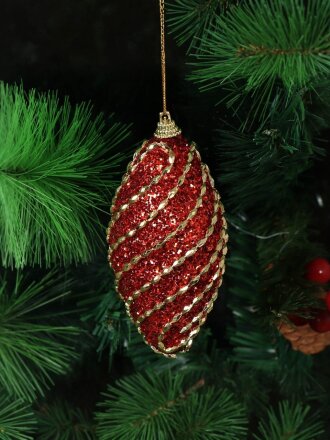 Елочный шар красный, 11.5х6 см, SYPMPB--112115