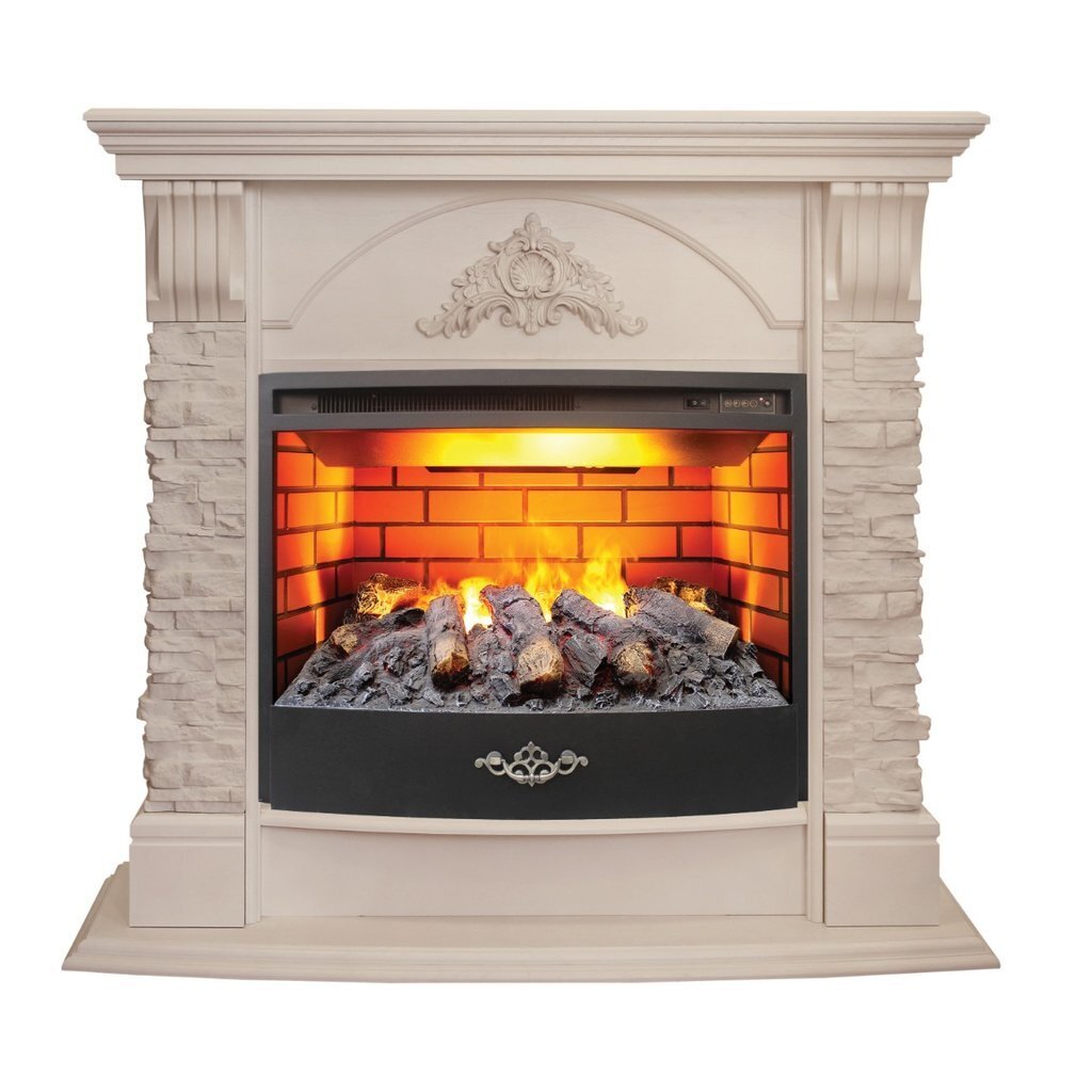 Электрокамин 3D очаг, RealFlame, Athena GR STD/EUG/24/25'5 WT, белый дуб, 3D Firestar 25,5