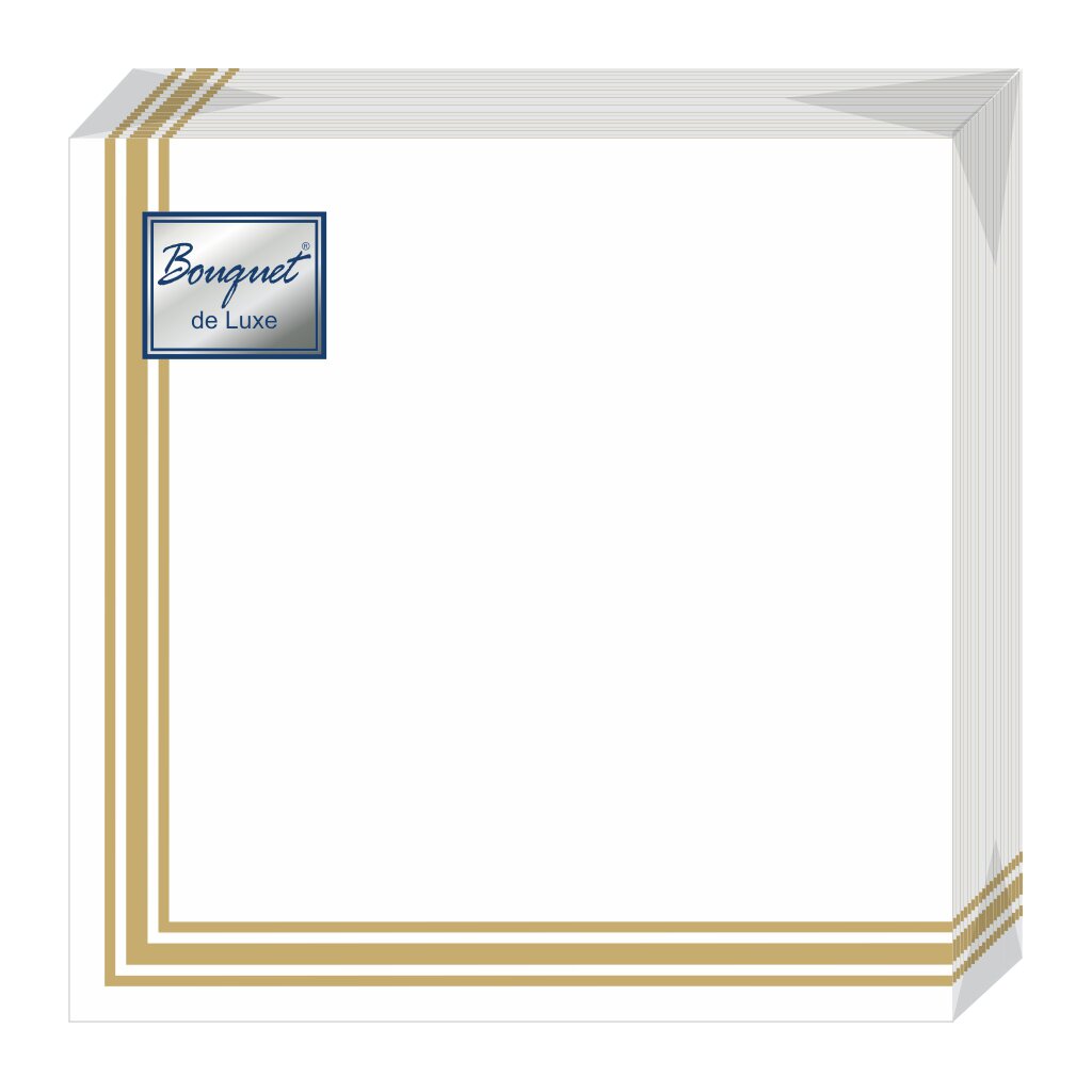 Салфетки бумажные Bouquet, de Luxe Рамка золотая, 25 шт, 3 слоя, 24х24 см, 37888