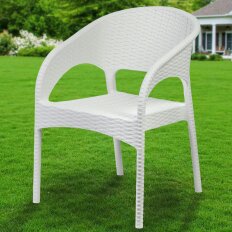 Кресло садовое пластик, Ola Dom, Rattan, 80.5х58х62 см, белое, 150 кг, ЭП 442288