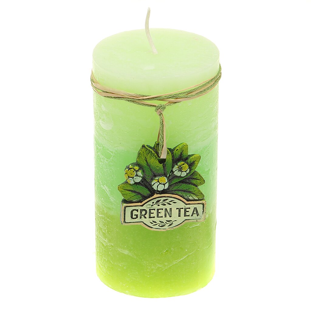 Свеча декоративная, 7х14 см, Зеленый чай колонна Bartek candles