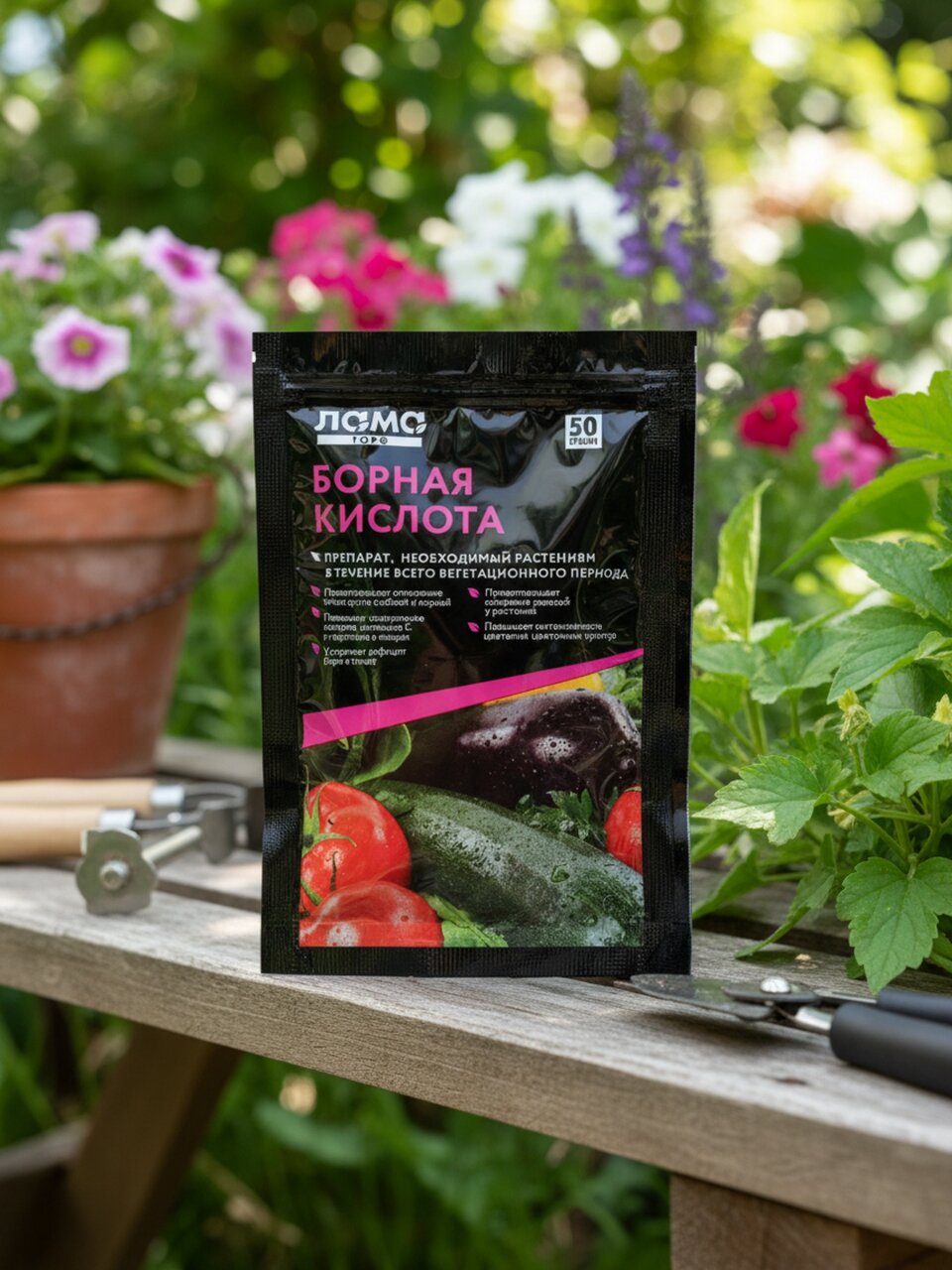 Удобрение Борная кислота, порошок, 50 г, Лама Торф