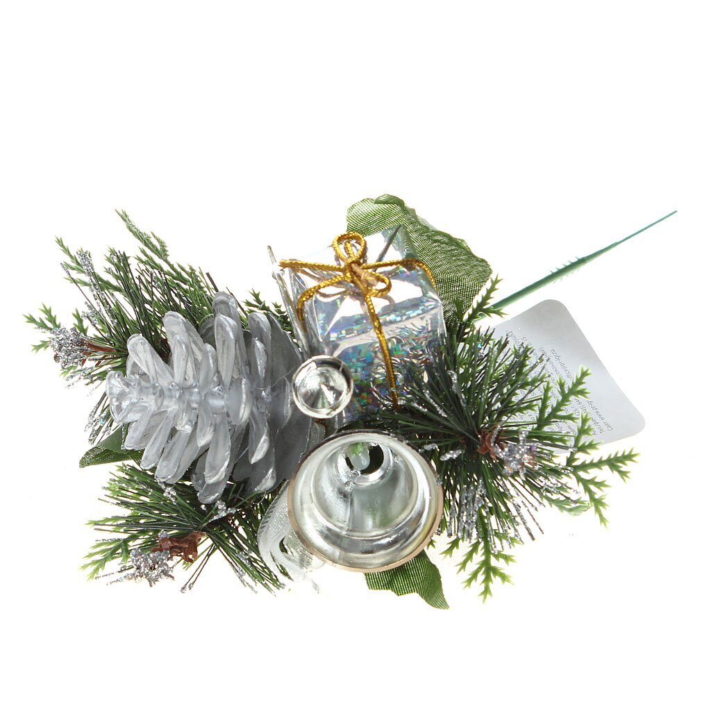 Ветка декоративная Marko Ferenzo с серебряными шарами 50732, 19 см