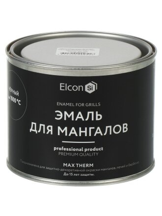 Эмаль Elcon, Max Therm, для мангалов, быстросохнущая, глянцевая, черная, 0.4 кг, 1000°С