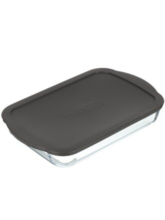 Форма для запекания стекло, 25х40х6 см, 3.85 л, прямоугольная, с крышкой, Borcam, 59124GREY