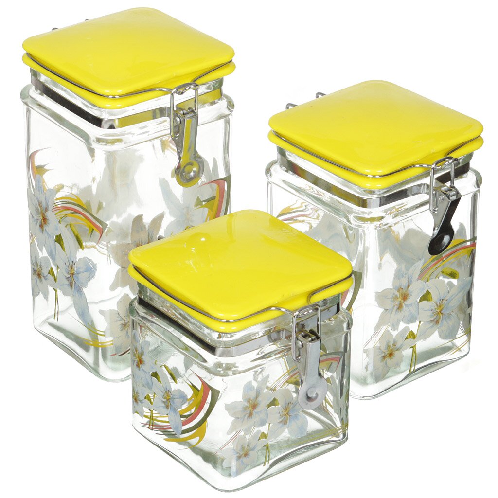 Ст Банка д/сып продуктов 3шт 600мл/900мл/1250мл цветная крышка 2359