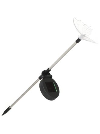 Фонарь садовый на солнечной батарее, грунтовый, пластик, 13.5х49 см, 4 насадки(колибри,стрекоза,бабочка,цветок)