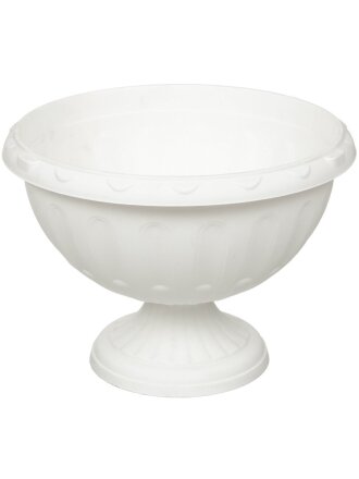 Вазон для цветов пластик, 8 л, d32х23 см, на низкой ножке, белый, Альтернатива, Джулия, М1389