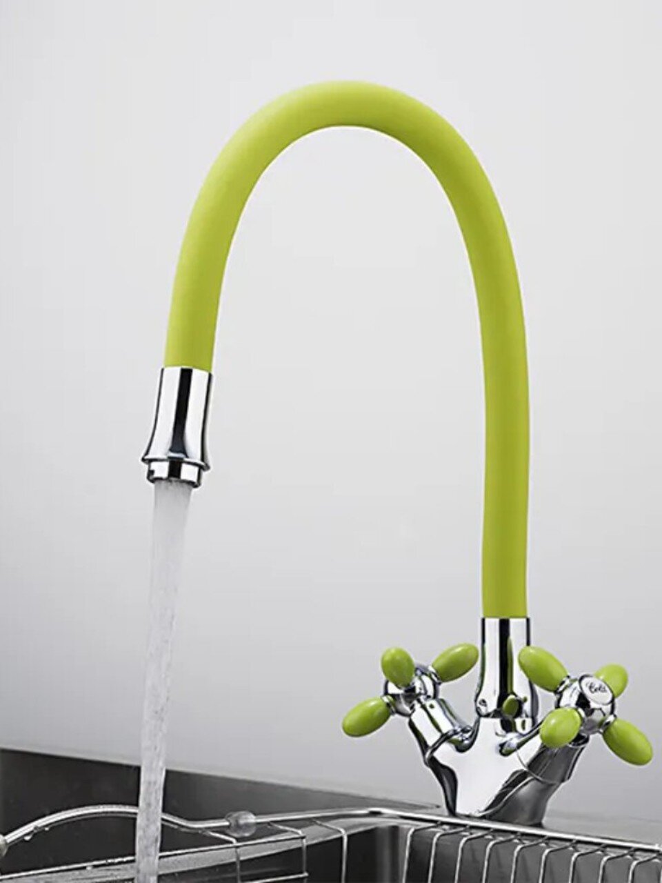 Смеситель для кухни, Frud, гибкий излив, с кран-буксой, зеленый, R44127-6