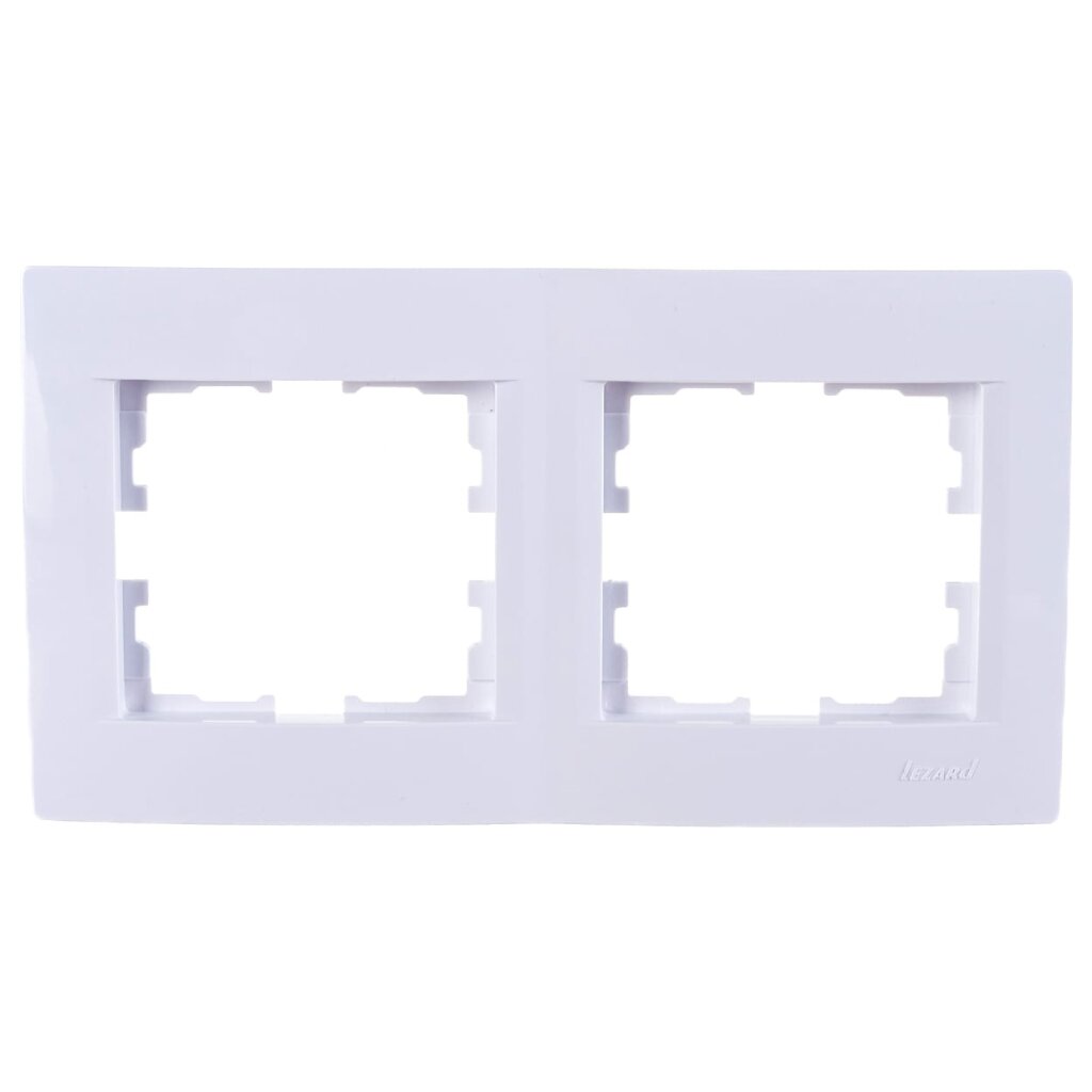 Рамка двухпостовая, горизонтальная, пластик, белая, без вставки, Lezard, Karina, 707-0200-147 рамка двухпостовая горизонтальная керамика белая lezard deriy 702 0200 147
