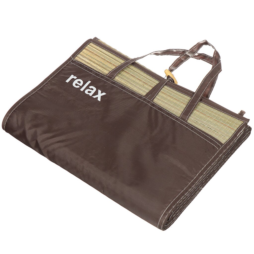 Коврик-сумка пляжный 180х90 см, солома, с ручками, закрытие ремнем и пуговицей, FM-23
