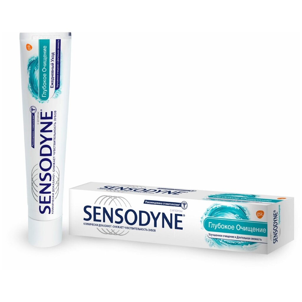 Зубная паста Sensodyne, Глубокое Очищение, 75 мл 100шт портативная зубная нить для чистки зубов