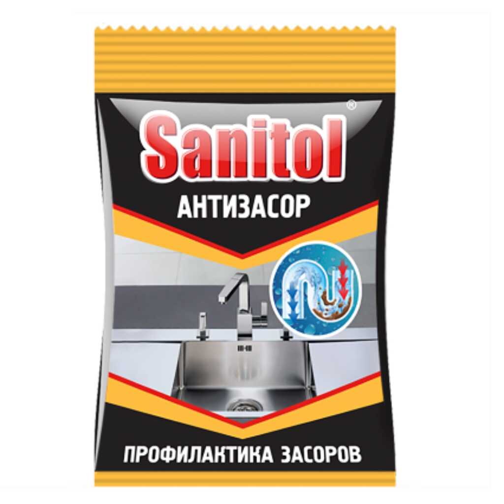 Средство от засоров Sanitol, порошок, 90 г, сухое