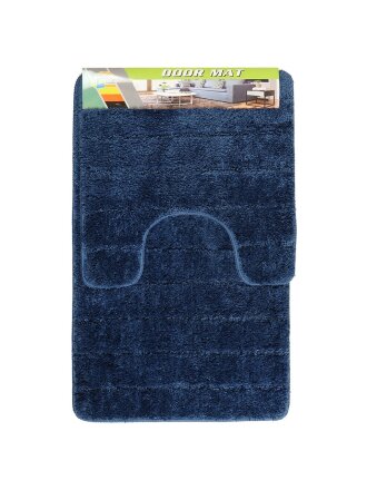 Набор ковриков для ванной и туалета, антискользящий, 2 шт, 0.5х0.8, 0.47х0.5 м, полиэстер, синий, Полосы, TDM5080-04