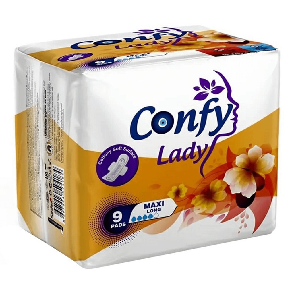 Прокладки женские Confy Lady, Maxi Long, 9 шт, 12385