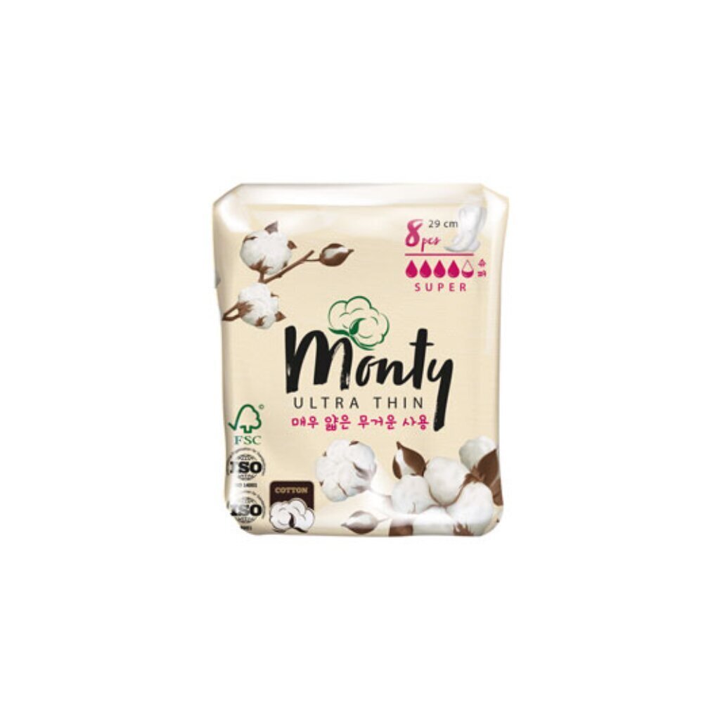 Прокладки женские Monty, Ultra Thin Super Plus, 8 шт, MNT80132