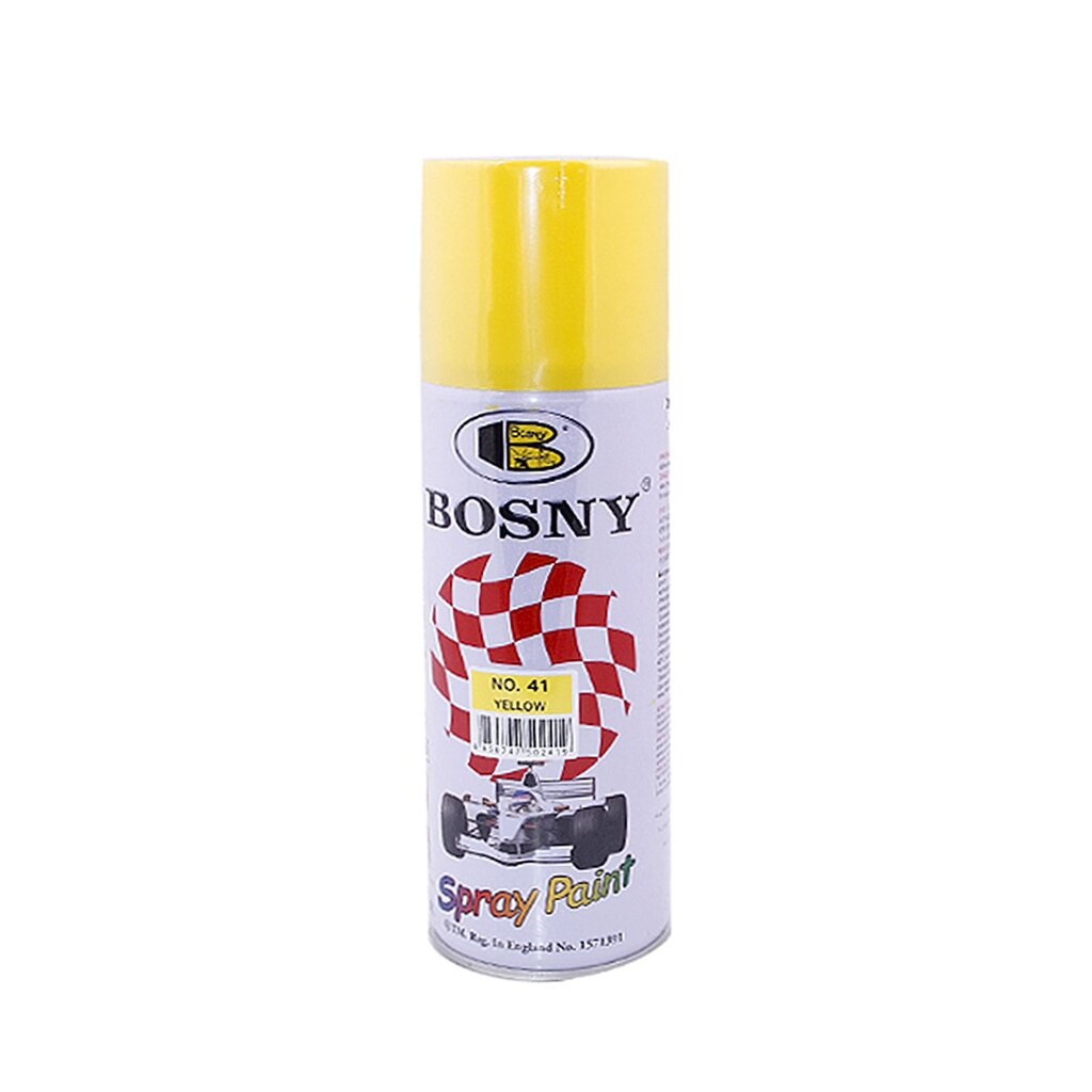 Краска аэрозольная, Bosny, №41, акрилово-эпоксидная, универсальная, глянцевая, желтая, 0.4 кг аэрозольная краска bosny