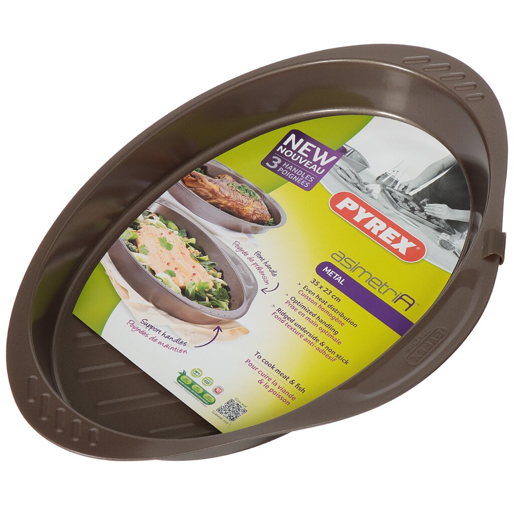 Форма для запекания сталь, 23х35 см, антипригарное покрытие, овальная, Pyrex, Asimetria Bronze, AS35OR0